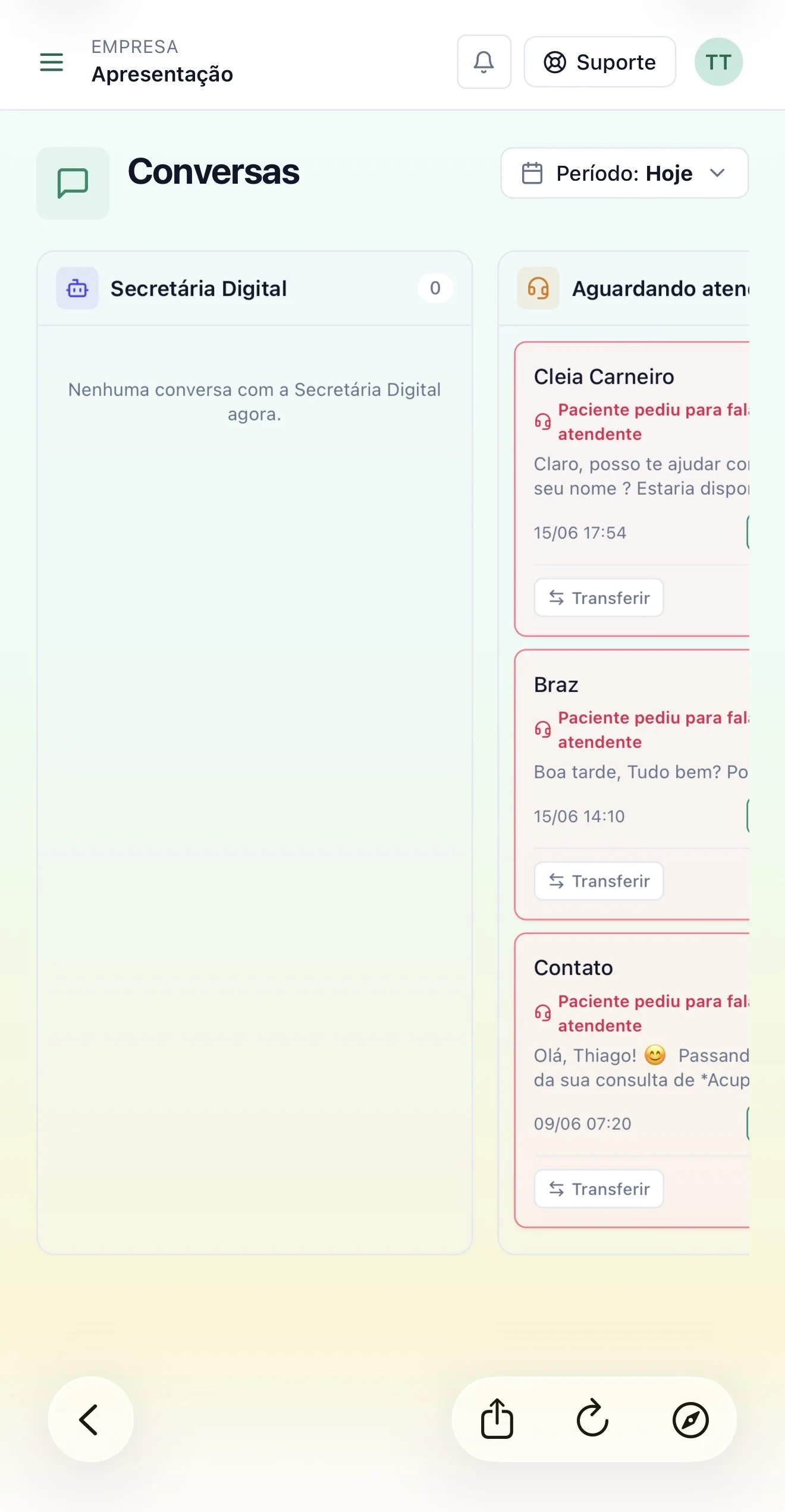 Conversas no WhatsApp